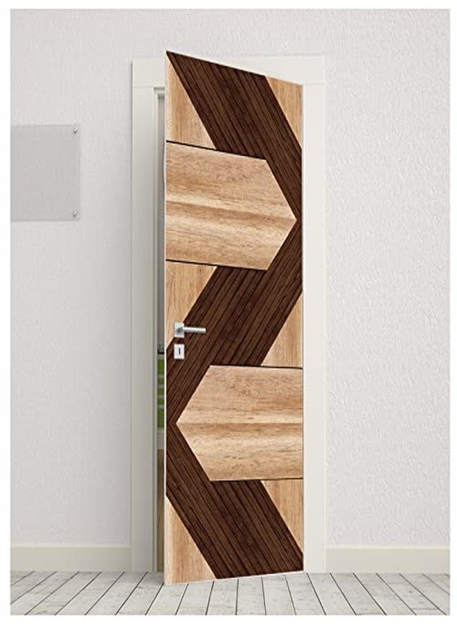 BP Design Solution Wooden Brown Design Door Sticker Wallpaper for Door, Almirah, Table, Ac, Fridge 36x 78 inch - Image 2